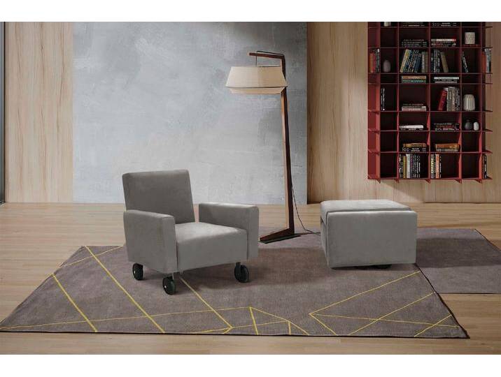 Sessel EGOITALIANO QQ, Funktionssessel zum Hocker zusammenklappbar , grau (steingrau), B:68cm H:71cm T:81cm, Luxus-Micofaser Lederoptik (100% Polyester) ist ein neues technisches Gewebe mit einem visuellen und taktilen Aspekt, der dem Nubuk sehr nahe kommt, mit innovativen Eigenschaften. Seine außerordentliche Weichheit kommt von einem exklusiven Produktionsprozess, der Unreinheiten und Unregelmäßigkeiten beseitigt. Das Ergebnis ist eine bemerkenswert samtige Faser, die durch das Vorhandensein von Körnern verstärkt wird. Von der einfarbigen Eleganz der warmen Farben und der Vielfalt an trendigen Farben, die es zu seiner eigenen Stärke und Persönlichkeit machen., Sessel, Einzelsessel, inkl. Rollen, in vielen Farbe und hochwertigem Microfaserbezug von BAUR
