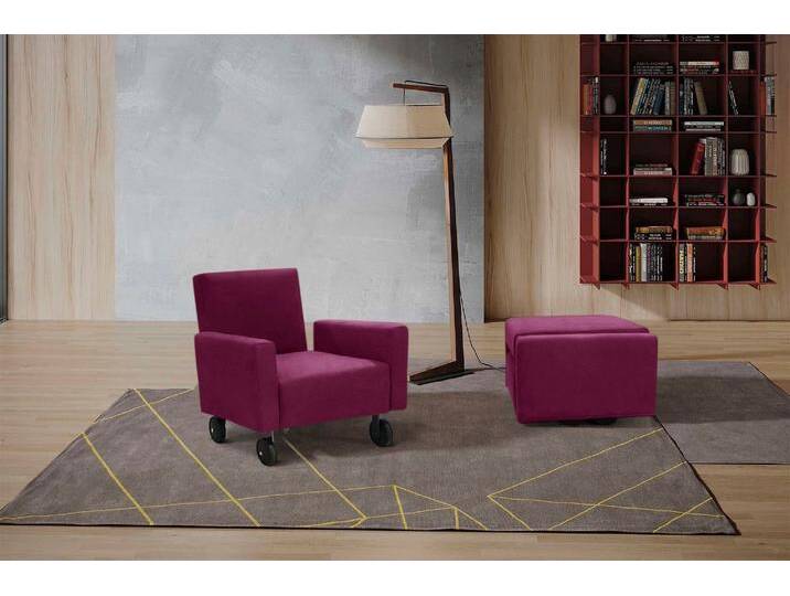 Sessel EGOITALIANO QQ, Funktionssessel zum Hocker zusammenklappbar , pink (fuchsia), B:68cm H:71cm T:81cm, Sessel, Einzelsessel, inkl. Rollen, in vielen Farbe und hochwertigem Microfaserbezug von BAUR