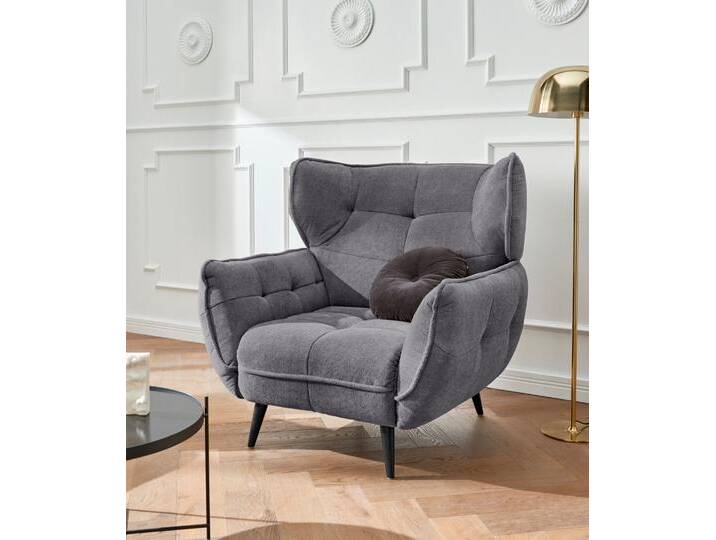 Sessel LEONIQUE Ariana , grau (stone), B:103cm T:98cm, 90% Polyester 10% Polyamid, Sessel, Einzelsessel Polstersessel, Stylischer Hochlehner bzw. Ohrensessel von BAUR