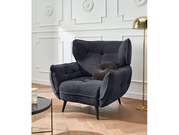 Sessel LEONIQUE Ariana , schwarz, B:103cm T:98cm, 90% Polyester 10% Polyamid, Sessel, Einzelsessel Polstersessel, Stylischer Hochlehner bzw. Ohrensessel von BAUR