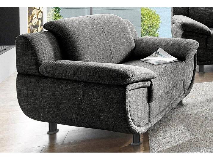 Sessel TRENDMANUFAKTUR Rondo, Breite 121 cm, breite Armlehnen, Füße schwarz , grau (anthrazit, gr), B:121cm H:85cm T:94cm, Kunstleder SOFTLUX;Microfaser PRIMABELLE (100% Polyester);NaturLEDER (echtes Rindsleder);Struktur (54% Polyacryl, 46% Polyester), Sessel, Big-Sessel wahlweise mit Federkern, in verschiedenen Bezügen von BAUR