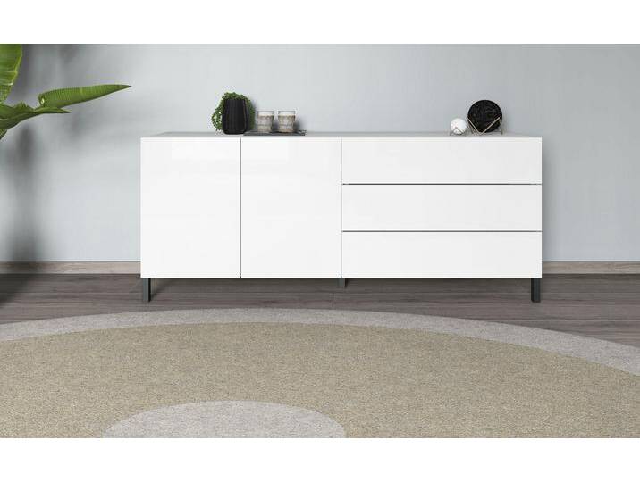 Sideboard BORCHARDT MÖBEL, schwarz (schwarz matt), B:152cm H:62cm T:35cm, Spanplatte, Sideboards, Metallfüße, grifflose Optik von BAUR