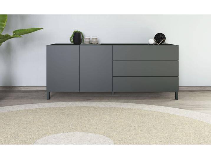 Sideboard BORCHARDT MÖBEL, schwarz (schwarz matt), B:152cm H:62cm T:35cm, Spanplatte, Sideboards, Metallfüße, grifflose Optik von BAUR