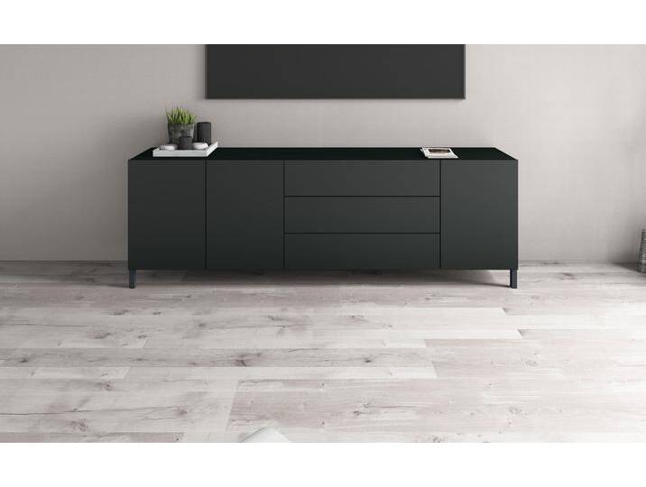 Sideboard BORCHARDT MÖBEL, schwarz (schwarz matt), B:190cm H:62cm T:35cm, Spanplatte, Sideboards, Metallfüße, grifflose Optik von BAUR