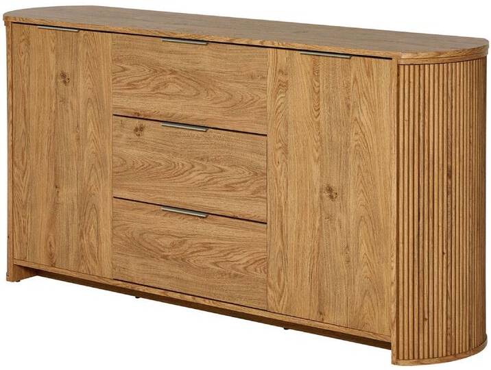 Sideboard JAHNKE MOON SB 160 , montana eiche, Sideboards, B/H/T: 160cm x 80cm x 39cm,montana eiche, 3 Stk., Gummibaum Mango, 2 Stk., Holzwerkstoff, Holzoptik, Sideboard, 2 Türen & 3 Schubladen, abgerundet, Breite ca. 160 cm, B:160cm H:80cm T:39cm von BAUR