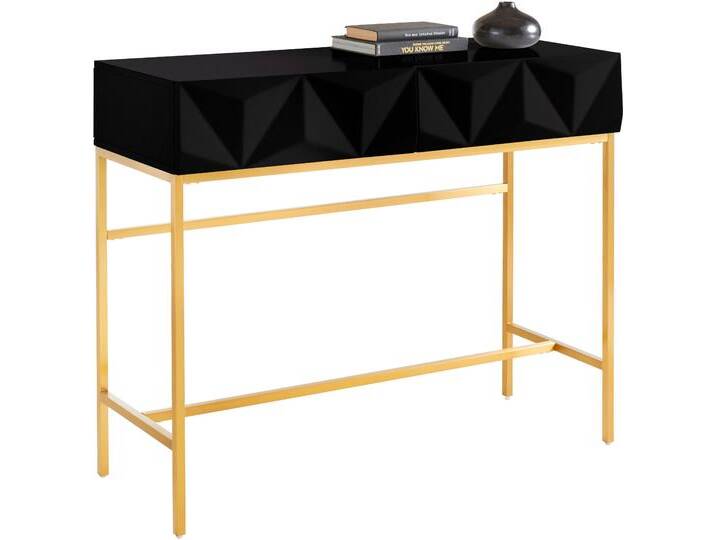 Sideboard LEONIQUE Minfi, TOPSELLER, OTTOs Choice , schwarz, B/H/T: 110cm x 85cm x 42,5cm, Sideboards, in 3D-Optik, Konsolentisch mit goldfarbenem Metallgestell Sideboard LEONIQUE Minfi, TOPSELLER, OTTOs Choice , schwarz, B/H/T: 110cm x 85cm x 42,5cm, Sideboards, in 3D-Optik, Konsolentisch mit goldfarbenem Metallgestell von BAUR