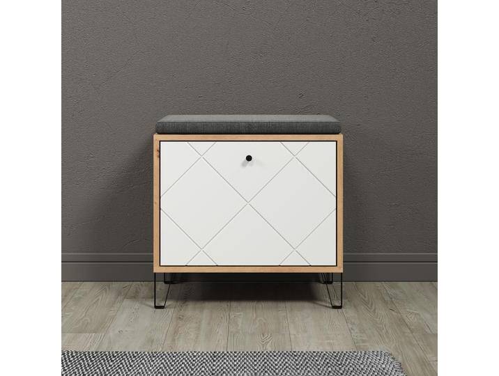 Sitzbank PLACES OF STYLE Tarragona , weiß (eiche, weiß matt), B:63cm H:56cm T:40cm, Holzwerkstoff, Kunststoff, Metall, Sitzbänke, Sitzbank mit Klappe & Soft-Close - (B/T/H) 63/40/56 cm von BAUR