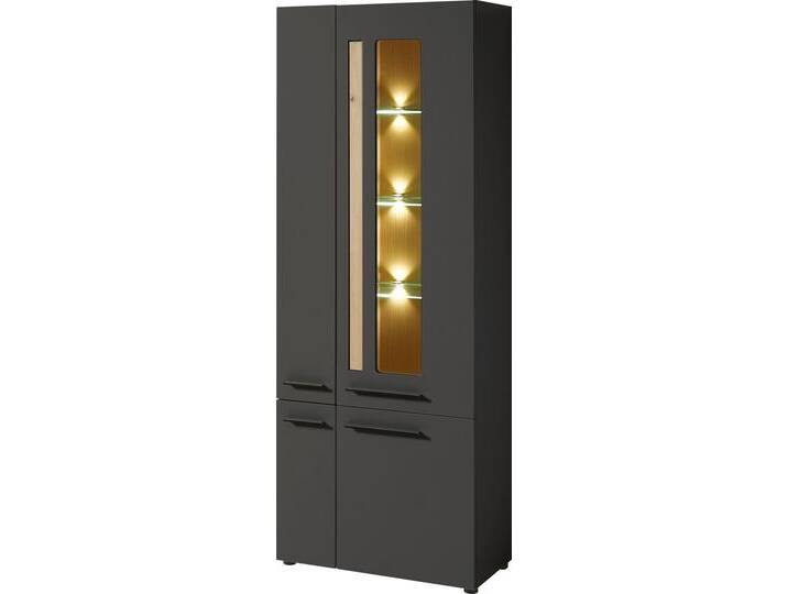 Standvitrine INNOSTYLE Loft Two , grau (graphitfarben), B:76cm H:201cm T:37cm, Spanplatte, MDF, Glas, Schränke, mit Soft-Close-Funktion, inkl. Beleuchtung von BAUR