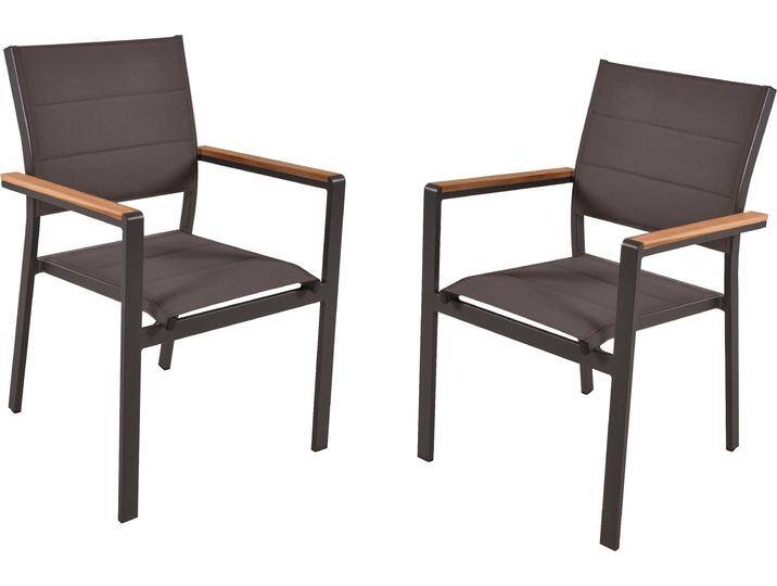 Stapelstuhl GARDEN PLEASURE DAVINA, 2er Set , braun (braun, grau), B:58cm H:86cm T:57cm, Massivholz, Kunststoff, Stühle, stapelbar von BAUR