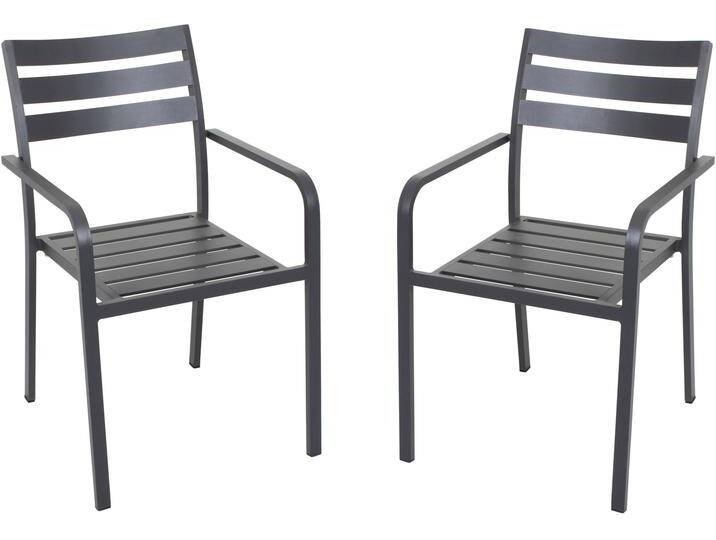 Stapelstuhl GARDEN PLEASURE TREVISO , grau (anthrazit, anthrazit), B:55cm H:88cm T:63cm, Stühle, 2er Set von BAUR