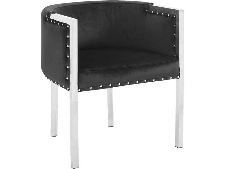 Stuhl LEONIQUE Aspen , schwarz (schwarz, chrom), B:64cm H:71cm T:55cm, Stühle, Polsterstuhl Esszimmerstuhl 4-Fuß-Stuhl, Stuhl Aspen , Polsterstuhl, Ziernägel, verchromte Füße, 64x55x71 von BAUR