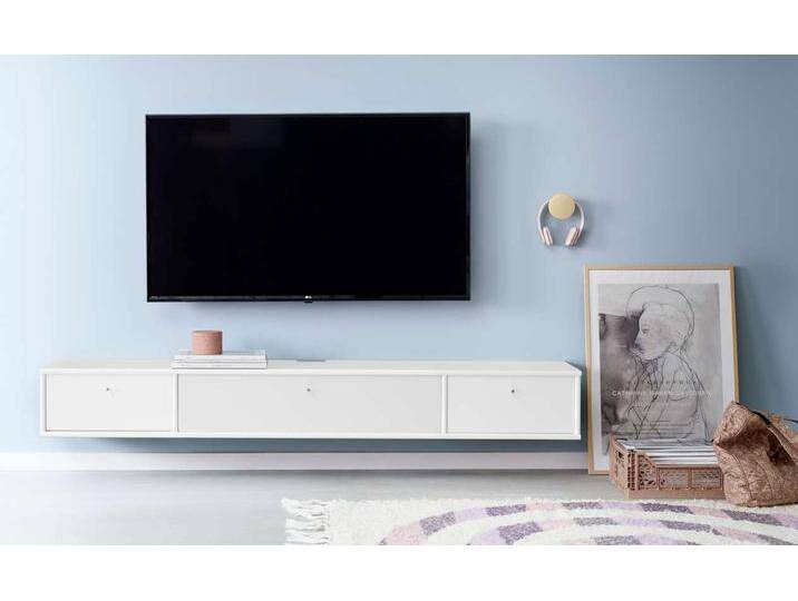 TV-Board HAMMEL FURNITURE Mistral Fernsehschrank, Medienmöbel, Hängend , weiß, B:176cm H:22,4cm T:32,5cm, MDF, Massivholz, Spanplatte, Sideboards, zwei Schubladen und Klapptür, Lowboard, B: 176 cm von BAUR