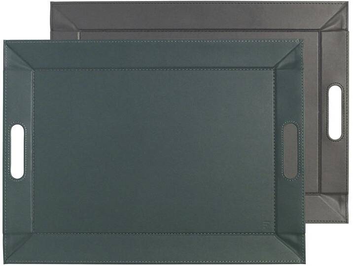 Tablett FREEFORM DUO, 2-farbiges Wendetablett, Tablett und Tisch-Set in einem, wendbar , blau (petrol, anthrazit), B:35cm H:0,8cm L:45cm, Kunstleder, Tabletts, mit Doppelfunktion, pflegeleicht und kann platzsparend verstaut werden von BAUR