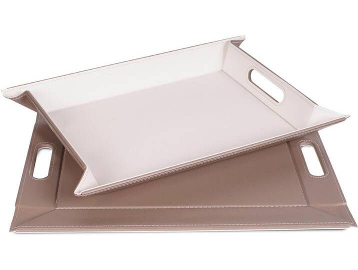 Tablett FREEFORM DUO, 2-farbiges Wendetablett, Tablett und Tisch-Set in einem, wendbar , grau (weiß, taupe), B:41cm H:0,8cm L:55cm, Kunstleder, Tabletts, mit Doppelfunktion, pflegeleicht und kann platzsparend verstaut werden von BAUR