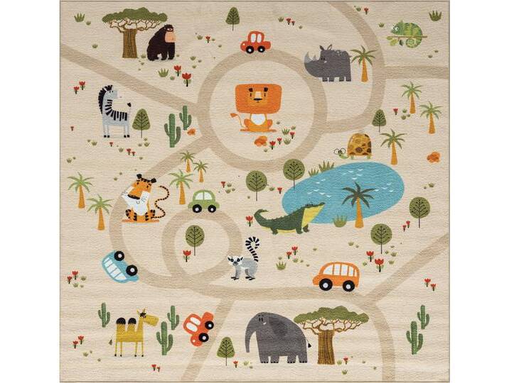 Teppich THE CARPET Happy Life , beige, B:200cm H:4mm L:200cm, Polyester, Teppiche, Life Kinderzimmer Teppich Spielteppich pflegeleicht Teppich THE CARPET Happy Life , beige, B:200cm H:4mm L:200cm, Polyester, Teppiche, Life Kinderzimmer Teppich Spielteppich pflegeleicht von BAUR
