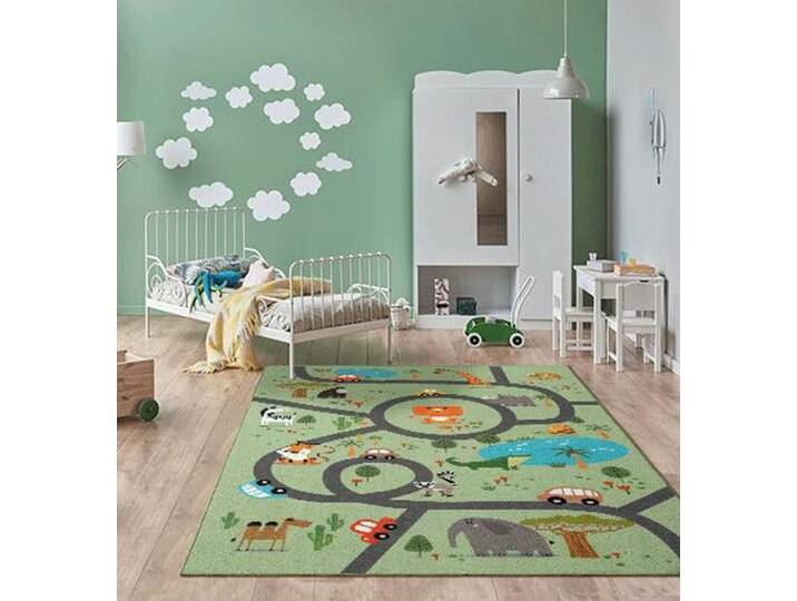 Teppich THE CARPET Happy Life , grün, B:240cm H:4mm L:340cm, Polyester, Teppiche, Life Kinderzimmer Teppich Spielteppich pflegeleicht von BAUR