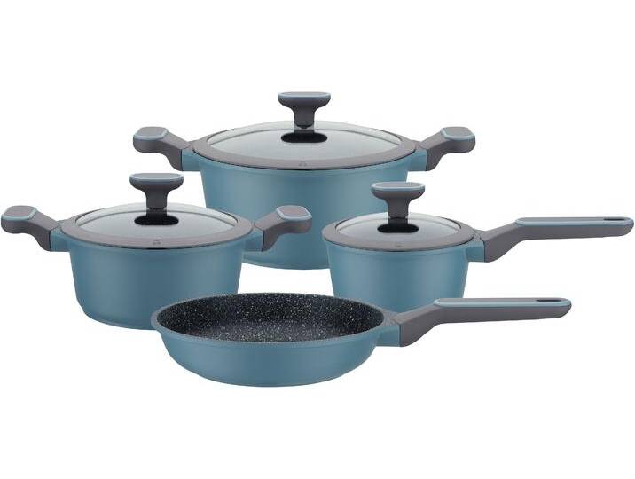 Topf-Set GSW Blue Granit , blau (hellblau, schwarz, transparent), Töpfe, Induktion von BAUR