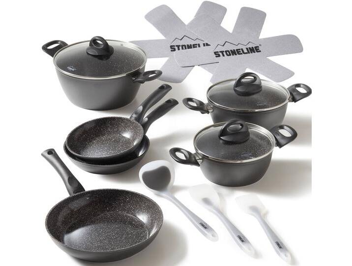 Topf-Set STONELINE, grau (anthrazit), Töpfe, Keramik-Antihaftbeschichtung, Induktion von BAUR