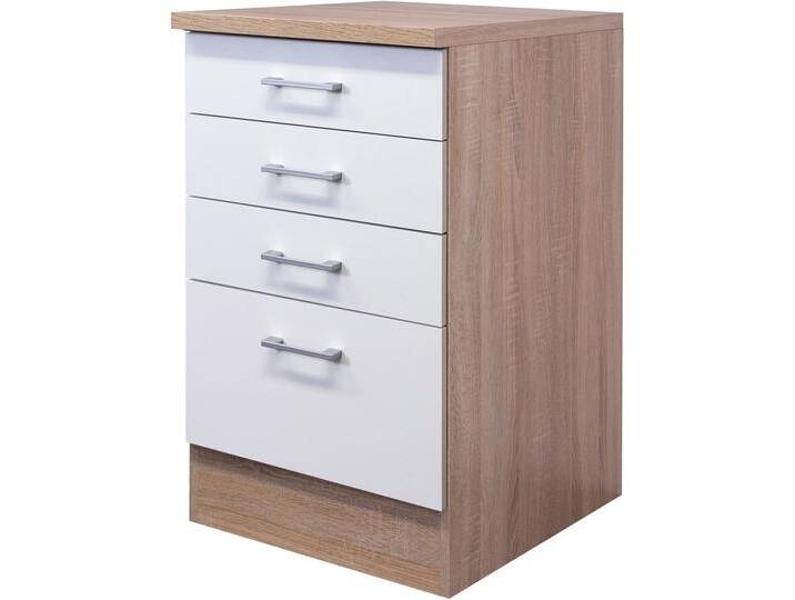 Unterschrank FLEX-WELL Samoa , weiß (weiß, sonoma eiche), B:50cm H:85cm T:57cm, Spanplatte, Schränke, (B x H x T) 50 x 85 x 60 cm, mit praktischen Schubkästen von BAUR