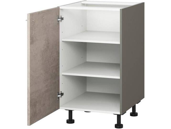 Unterschrank KOCHSTATION KS-Trea U60 , grau (betonfarben hell, anthrazit), B:60cm H:75cm T:56cm, Schränke, zwei Einlegeböden, Breite 60 cm, Höhe 75 cm, mit verstellbaren Füßen von BAUR