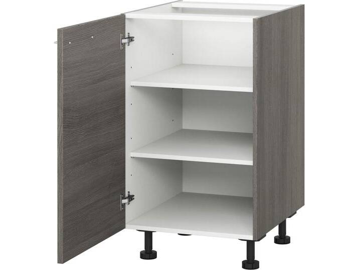 Unterschrank KOCHSTATION KS-Trea U60 , grau (eichefarben grau), B:60cm H:75cm T:56cm, Schränke, zwei Einlegeböden, Breite 60 cm, Höhe 75 cm, mit verstellbaren Füßen von BAUR