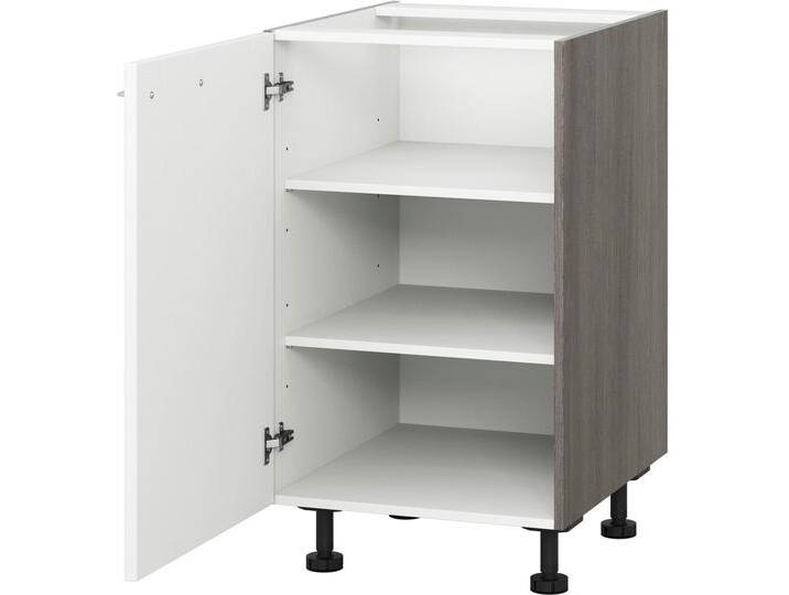 Unterschrank KOCHSTATION KS-Trea U60 , weiß (weiß, eichefarben grau), B:60cm H:75cm T:56cm, Schränke, zwei Einlegeböden, Breite 60 cm, Höhe 75 cm, mit verstellbaren Füßen von BAUR