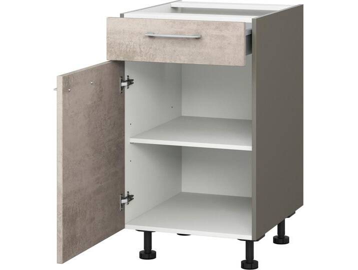 Unterschrank KOCHSTATION KS-Trea US40 , grau (betonfarben hell, anthrazit), B:40cm H:75cm T:56cm, Schränke, mit einem Auszug und einer Tür, Einlegeboden, Breite 40 cm, Höhe 75 cm von BAUR