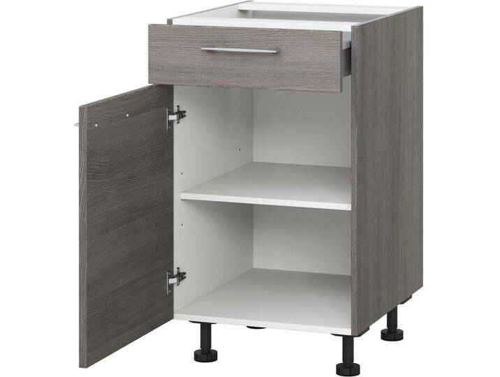 Unterschrank KOCHSTATION KS-Trea US40 , grau (eichefarben grau), B:40cm H:75cm T:56cm, Schränke, mit einem Auszug und einer Tür, Einlegeboden, Breite 40 cm, Höhe 75 cm von BAUR