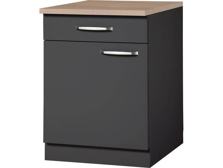 Unterschrank WIHO KÜCHEN Michigan , grau (front und korpus: anthrazit, arbeitsplatte: sonoma eiche), B:60cm H:85cm T:60cm, Schränke von BAUR