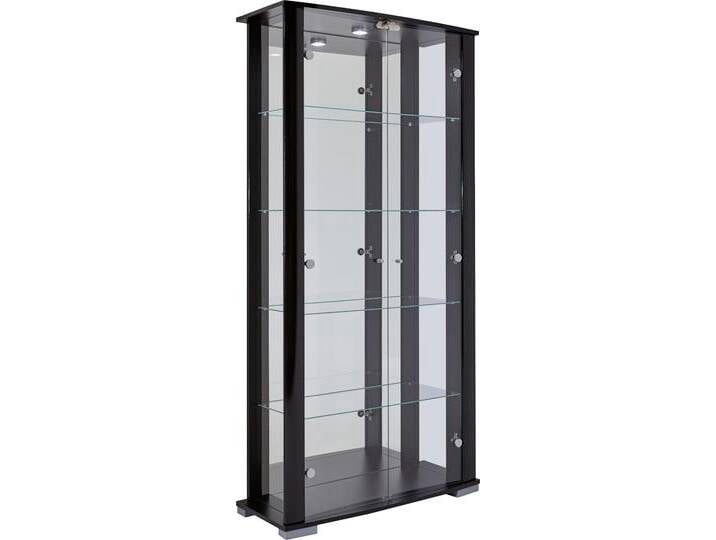 Vitrine FIF MÖBEL STELLA , schwarz, B:86cm H:178cm T:38cm, Holzwerkstoff, Sicherheitsglas ESG, Schränke, Standvitrine/Glasvitrine 2x Glastür,perfekt für Sammler,Sammlervitrine von BAUR