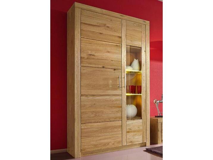 Vitrine VOGL MÖBELFABRIK Toronto , braun (wildeiche teilmassiv), B:105cm H:191cm T:42cm, Schränke, in 2 Breiten Breite 52 und Breite 105 cm, teilmassiv, Rahmenoptik von BAUR
