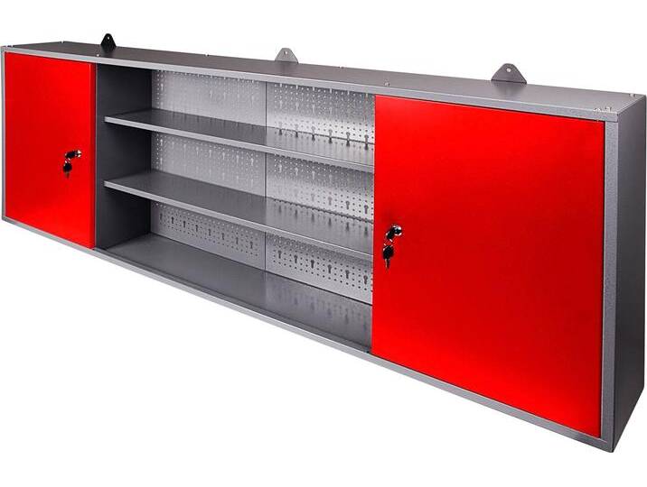 Werkstatt-Set ONDIS24 Paul , rot (rot, grau), B:160cm H:60cm T:20cm, Metall, Werkbänke, 2 Türen, 2 Einlegeböden, Eurolochrückwand von BAUR