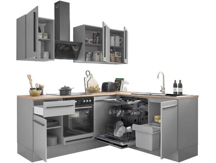 Winkelküche BASIC BY BALCULINA Denver, Küche BxHxT 220/115 x 211 x 60 , küche: grau, korpus: grau matt, arbeitsplatte: lanzelot eiche, B:220cm H:211cm T:60cm, Komplettküchen-Sets, Küchenzeile, Breite 220 cm, wahlweise mit E-Geräten und Induktion Winkelküche BASIC BY BALCULINA Denver, Küche BxHxT 220/115 x 211 x 60 , küche: grau, korpus: grau matt, arbeitsplatte: lanzelot eiche, B:220cm H:211cm T:60cm, Komplettküchen-Sets, Küchenzeile, Breite 220 cm, wahlweise mit E-Geräten und Induktion von BAUR