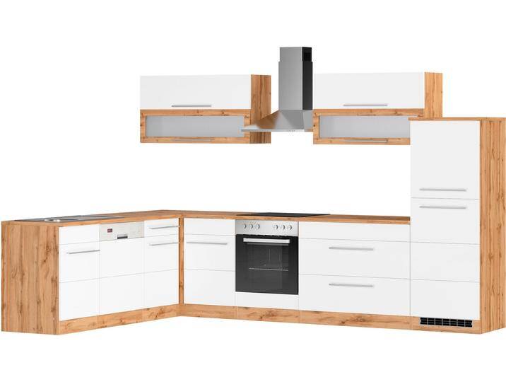 Winkelküche KOCHSTATION KS-Wien , küche: weiß, front: weiß, korpus: wotaneichefarben, arbeitsplatte: wotaneichefarben, B:220cm H:200cm T:330cm, Komplettküchen-Sets, Stellbreite 220 x 330 cm, wahlweise mit E-Geräten Winkelküche KOCHSTATION KS-Wien , küche: weiß, front: weiß, korpus: wotaneichefarben, arbeitsplatte: wotaneichefarben, B:220cm H:200cm T:330cm, Komplettküchen-Sets, Stellbreite 220 x 330 cm, wahlweise mit E-Geräten von BAUR