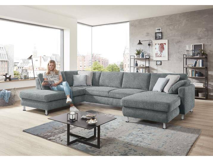 Wohnlandschaft DIE PLANBAR MP-IN19027 U-Form , blau (ocean), B:346cm H:82cm T:220cm, 100% Polyester, Sofas, wahlweise mit Bettfunktion, frei im Raum stellbar von BAUR