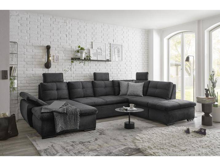Wohnlandschaft ED EXCITING DESIGN Alija U-Form , schwarz, B:334cm H:107cm T:217cm, 100% Polyester, Sofas, mit Bettfunktion, Bettkasten, Armteilverstellung & Kopfstützen Wohnlandschaft ED EXCITING DESIGN Alija U-Form , schwarz, B:334cm H:107cm T:217cm, 100% Polyester, Sofas, mit Bettfunktion, Bettkasten, Armteilverstellung & Kopfstützen von BAUR