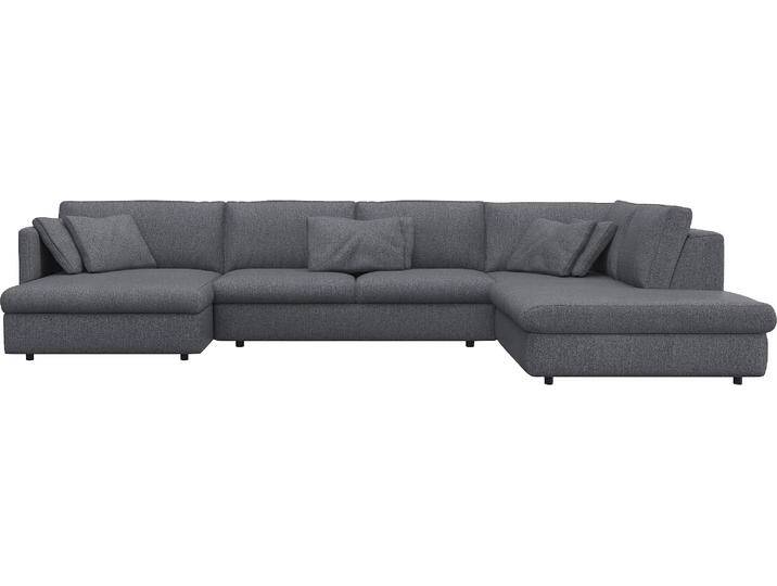 Wohnlandschaft FLEXLUX Lovane, u-Form, bequem und komfortabel , blau (navy blau), B:399cm H:84cm T:272cm, 62% Polyester/14% Cotton/7% Linen, Sofas, Weich & anschmiegsam, große Sitztiefe auf Kaltschaum, Dekokissen inkl. von BAUR