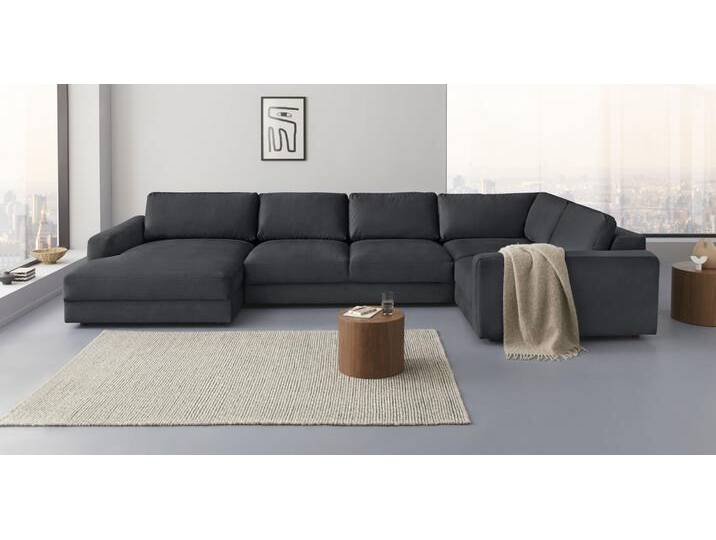 Wohnlandschaft PLACES OF STYLE Bloomfield, Mega Polsterecke, Breite 390cm, viel Platz, U-Form , grau (anthrazit), B:390cm H:84cm T:209cm, 100% Polyester, Sofas, In verschiedenen Größen bestellbar von BAUR