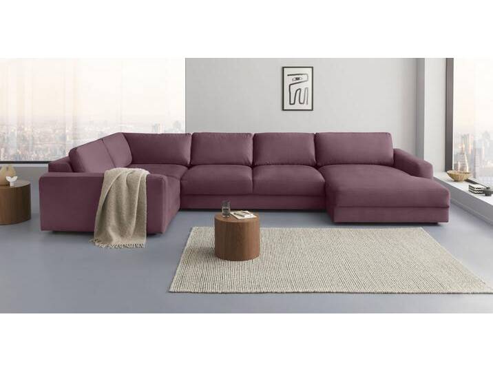 Wohnlandschaft PLACES OF STYLE Bloomfield, Mega Polsterecke, Breite 390cm, viel Platz, U-Form , rosa (altrosa), B:390cm H:84cm T:209cm, 100% Polyester, Sofas, In verschiedenen Größen bestellbar von BAUR