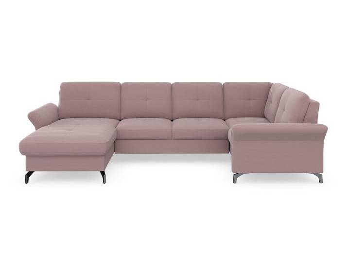 Wohnlandschaft PLACES OF STYLE Calando U-Form , lila (flieder), B:326cm H:91cm T:188cm, 90% Polyester 10% Polyamid, Sofas, wahlweise mit Bettfunktion, Bettkasten und Armteilfunktion von BAUR