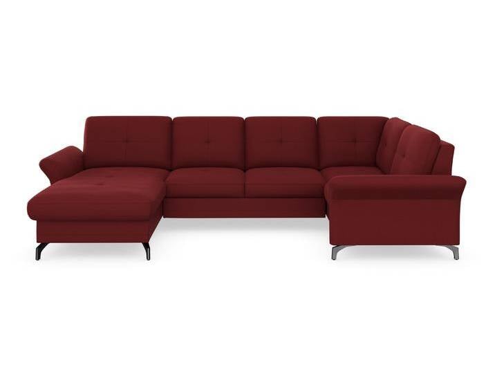 Wohnlandschaft PLACES OF STYLE Calando U-Form , rot (bordeaux), B:326cm H:91cm T:188cm, 100% Polyester, Sofas, wahlweise mit Bettfunktion, Bettkasten und Armteilfunktion von BAUR