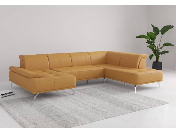 Wohnlandschaft PLACES OF STYLE Caluna , gelb (curry), B:334cm H:81cm T:235cm, Sofas, Inkl.Sitztiefenverstellung, wahlweise mit Kopf- und Armteilverstellung von BAUR