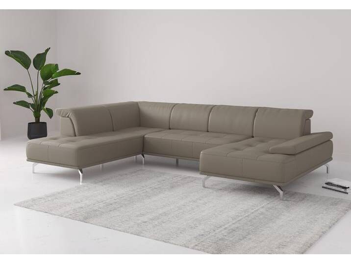 Wohnlandschaft PLACES OF STYLE Caluna , grau (delphine), B:334cm H:81cm T:235cm, Sofas, Inkl.Sitztiefenverstellung, wahlweise mit Kopf- und Armteilverstellung von BAUR