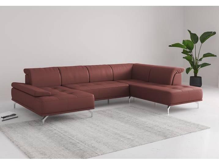Wohnlandschaft PLACES OF STYLE Caluna , rot (merlot), B:334cm H:81cm T:235cm, Sofas, Inkl.Sitztiefenverstellung, wahlweise mit Kopf- und Armteilverstellung von BAUR