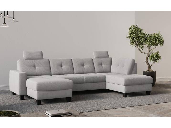 Wohnlandschaft PLACES OF STYLE Varese , silber, B:304cm H:91cm T:170cm, 90% Polyester 10% Polyamid, Sofas, wahlweise mit Bettfunktion und Bettkasten Wohnlandschaft PLACES OF STYLE Varese , silber, B:304cm H:91cm T:170cm, 90% Polyester 10% Polyamid, Sofas, wahlweise mit Bettfunktion und Bettkasten von BAUR