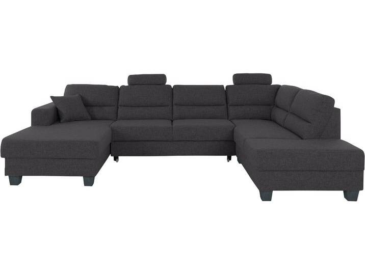 Wohnlandschaft TRENDMANUFAKTUR Chamber, U-Form , schwarz (obsidian), B:310cm H:85cm T:203cm, Sofas, inklusive zwei Kopfstützen, wahlweise mit Bettfunktion von BAUR