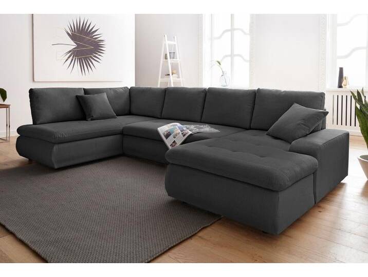 Wohnlandschaft TRENDMANUFAKTUR Indie II, tolle Detailverarbeitung, bequem und komfortabel im Sitz , schwarz, B:315cm H:86cm T:179cm, Struktur fein (100% Polyester), Luxus-Microfaser (100% Polyester), Struktur (100% Polyester), Sofas, wahlweise mit Bettfunktion, U-Form von BAUR