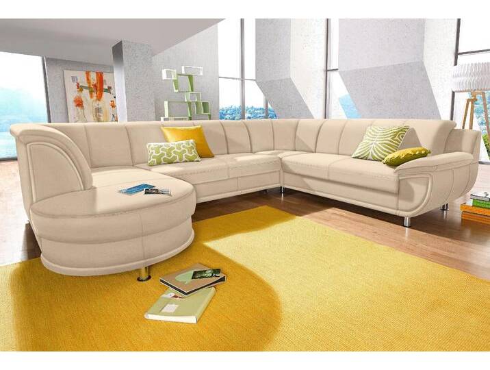 Wohnlandschaft TRENDMANUFAKTUR Rondo, U-Form , beige, B:320cm H:85cm T:94cm, Softlux-Kunstleder;Primabelle-Microfaser;NaturLeder (handschuhweiches Rindsleder in Sitz und Rücken mit SOFTLUX-Kunstleder als Korpus-Bezug);Struktur (23% Polyacryl, 77% Polyester), Sofas, inkl.Federkern, wahlweise mit Bettfunktion von BAUR
