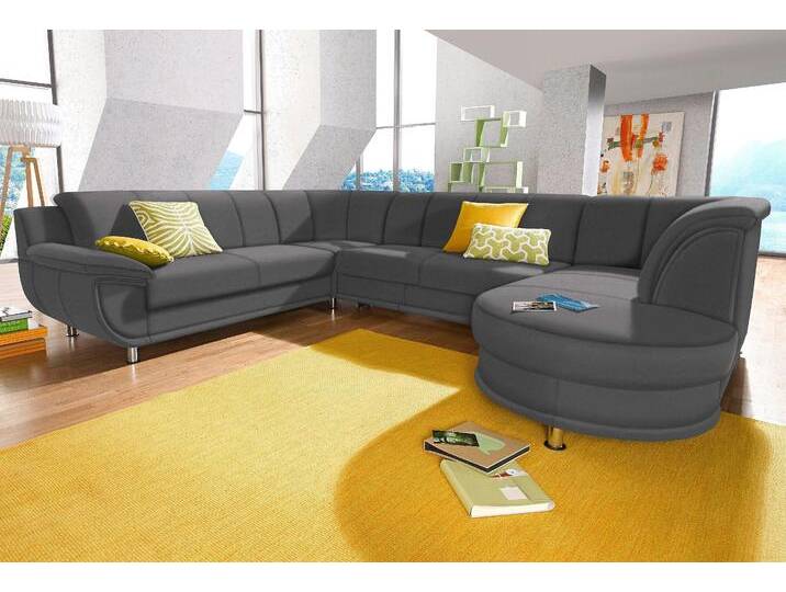 Wohnlandschaft TRENDMANUFAKTUR Rondo, U-Form , grau (anthrazit), B:320cm H:85cm T:94cm, Softlux-Kunstleder;Primabelle-Microfaser;NaturLeder (handschuhweiches Rindsleder in Sitz und Rücken mit SOFTLUX-Kunstleder als Korpus-Bezug);Struktur (23% Polyacryl, 77% Polyester), Sofas, inkl.Federkern, wahlweise mit Bettfunktion von BAUR
