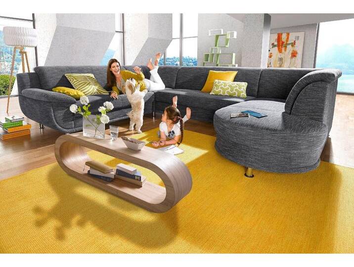 Wohnlandschaft TRENDMANUFAKTUR Rondo, U-Form , grau (anthrazit), B:320cm H:85cm T:94cm, Softlux-Kunstleder;Primabelle-Microfaser;NaturLeder (handschuhweiches Rindsleder in Sitz und Rücken mit SOFTLUX-Kunstleder als Korpus-Bezug);Struktur (23% Polyacryl, 77% Polyester), Sofas, inkl.Federkern, wahlweise mit Bettfunktion von BAUR